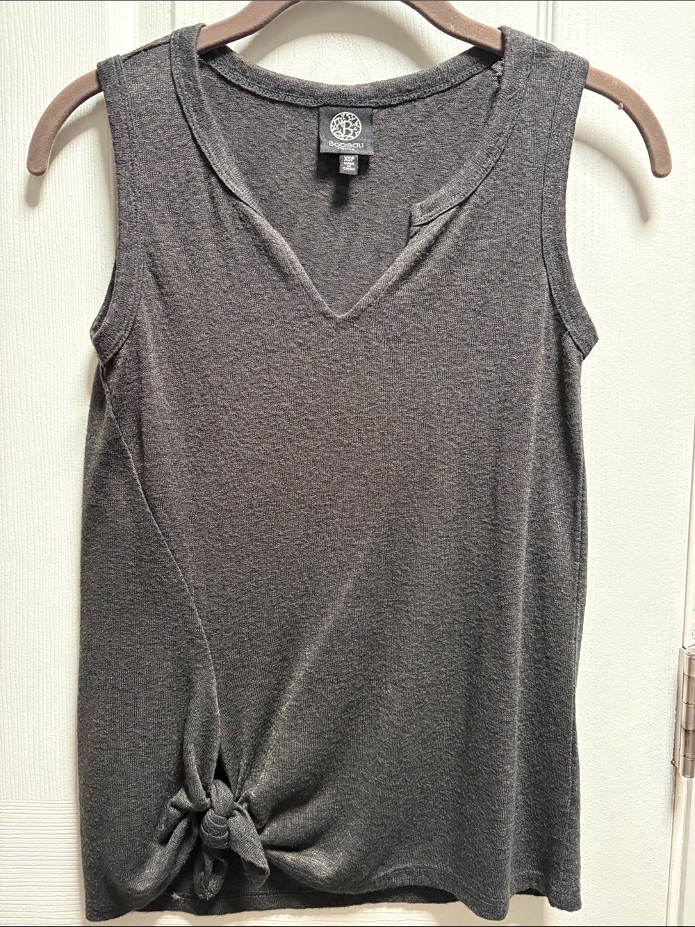bobeau Charcoal Gray V-Neck Sleeveless Tank with Side Knot